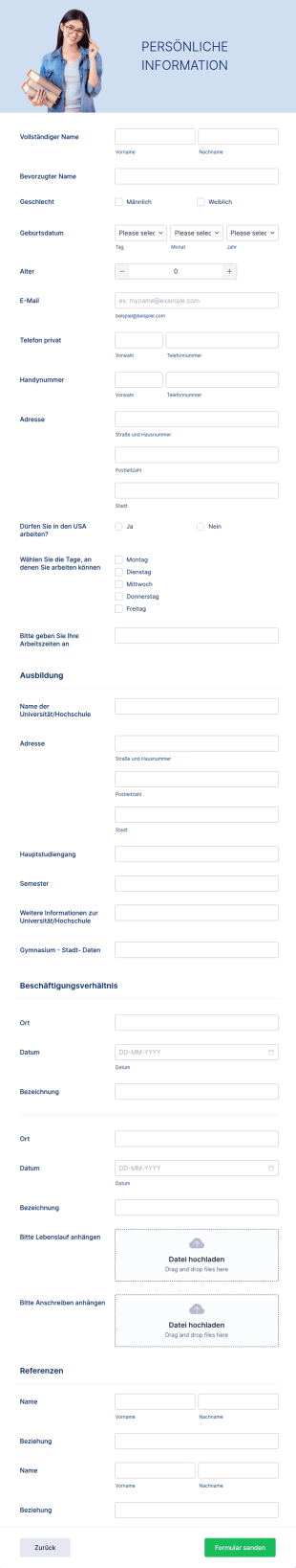Online Praktikumsbewerbungsformular