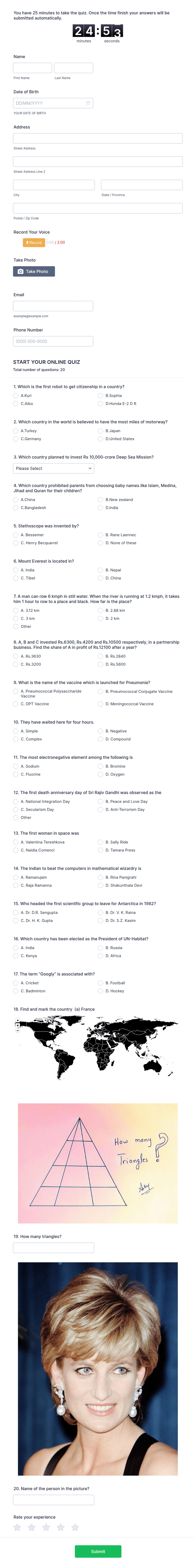 Guessing Competition Form Online Quiz Competition Form Template | Jotform