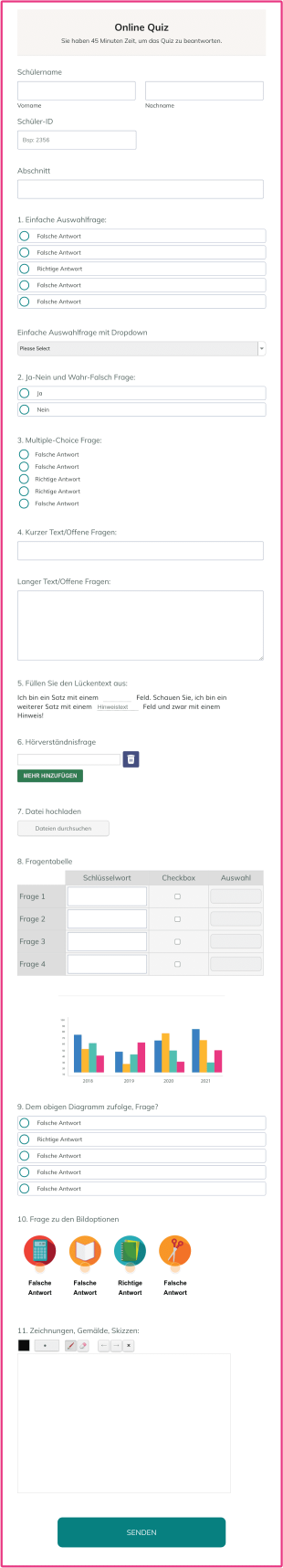 Online Quiz Form Template