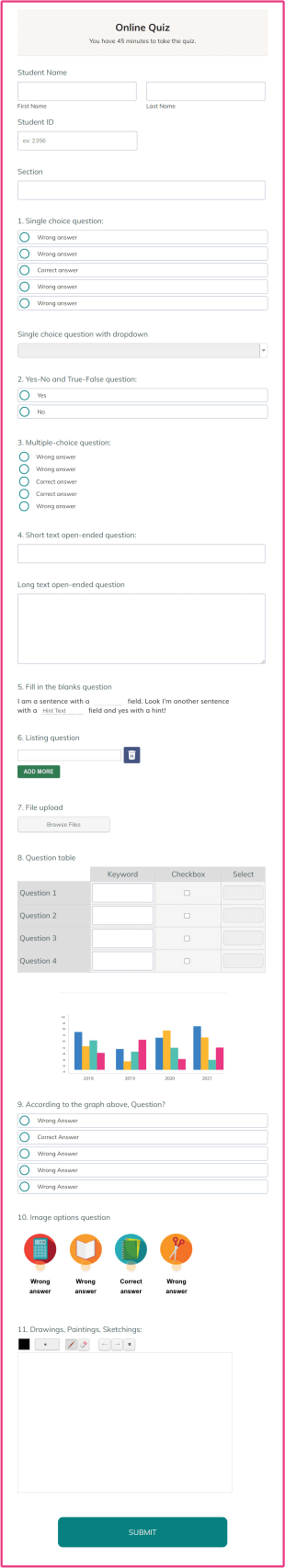 Online Quiz Form Template