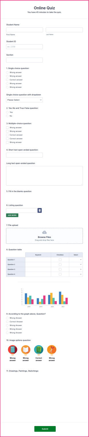 Online Quiz Form Template