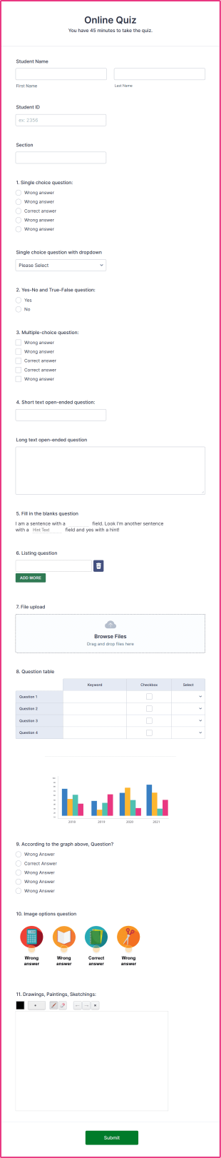 Online Quiz Form Template