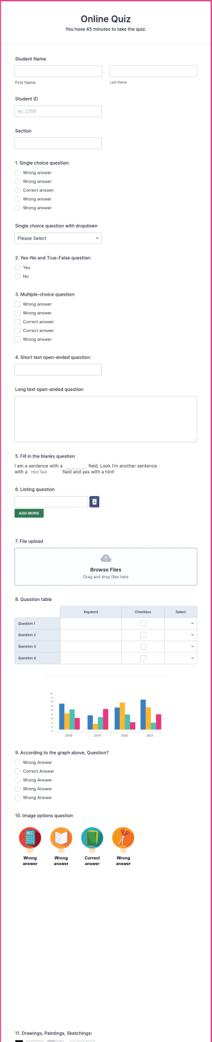 Online Quiz Form Template