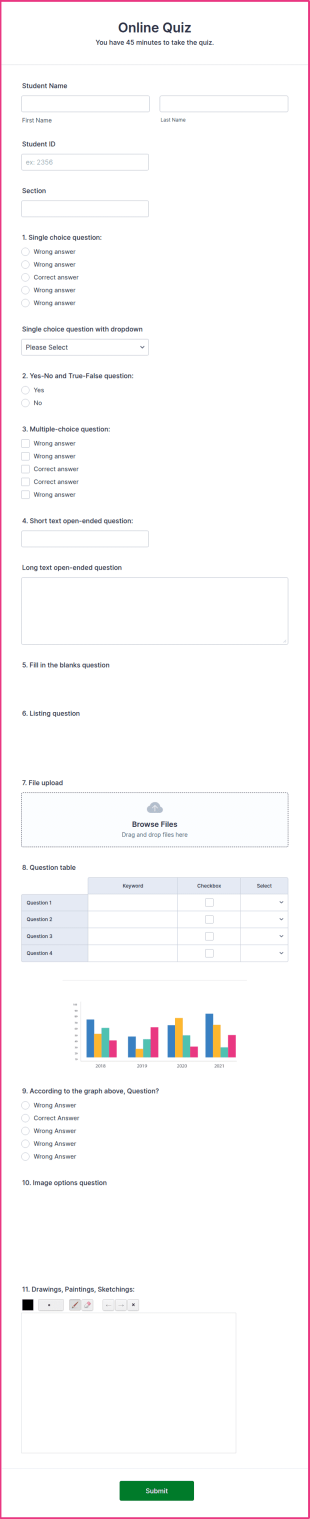 Online Quiz Form Template