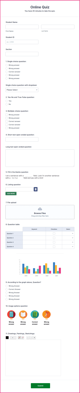 Online Quiz Form Template