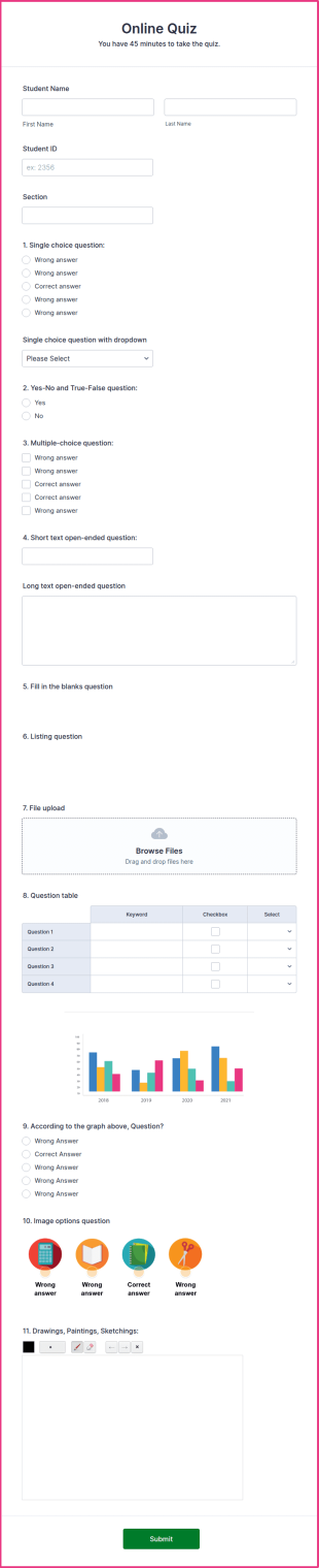 Online Quiz Form Template