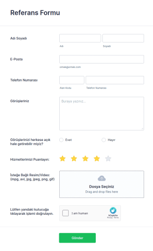 Online Referans Form Şablonu