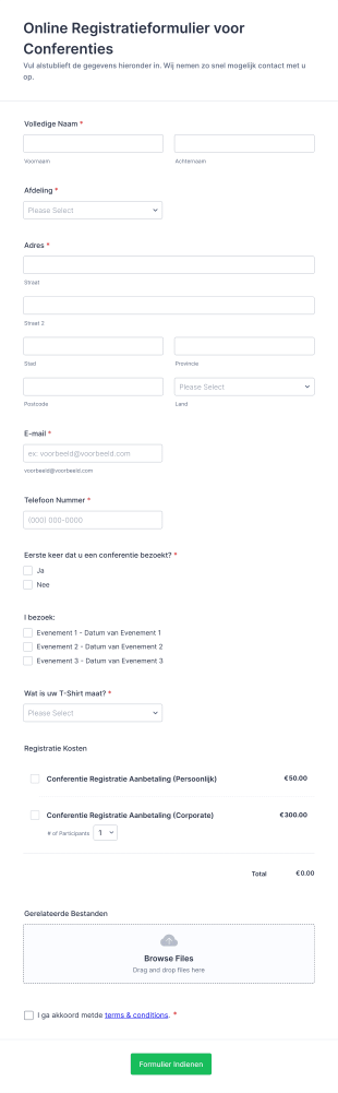 Online Registratieformulier Voor Conferenties Form Template