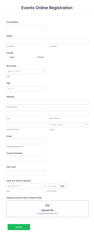 Online Registration Form Template