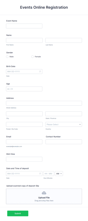 Online Registration Form Template