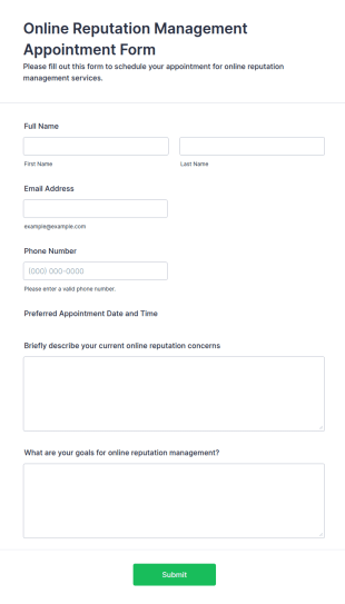 Online Reputation Management Appointment Form Template