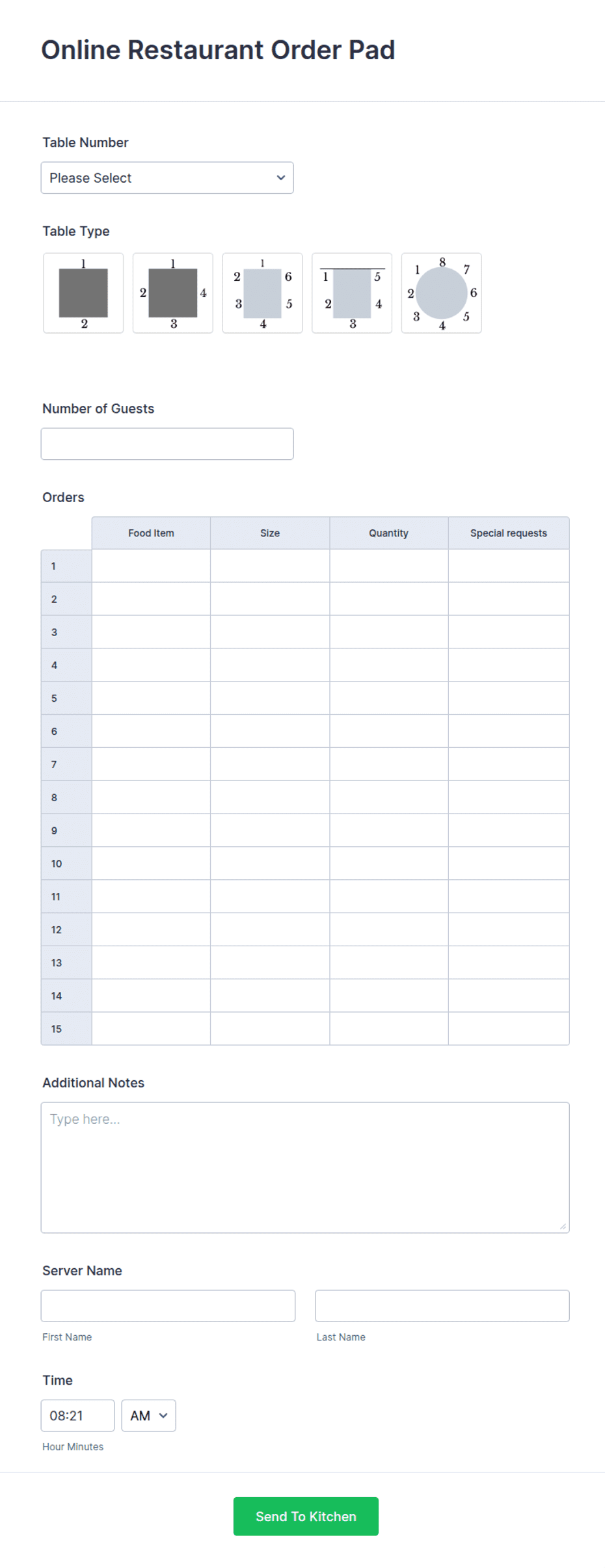 Free Printable Waitress Order Restaurant Order Pad Template Printable