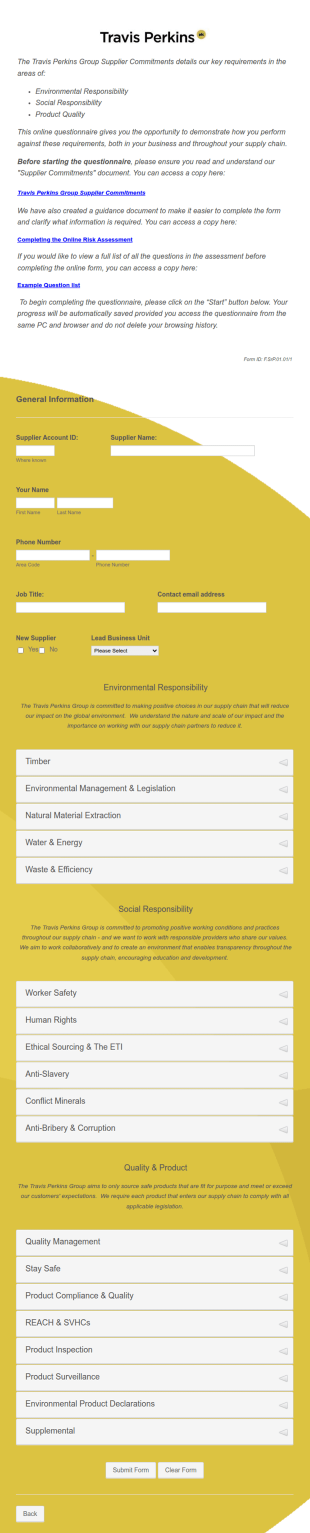 Online Risk Assessment Form Template
