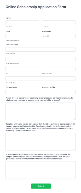 Online Scholarship Application Form Template