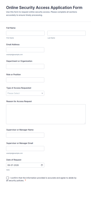 Online Security Access Application Form Template