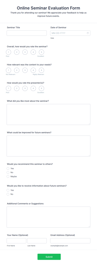 Online Seminar Evaluation Form Template