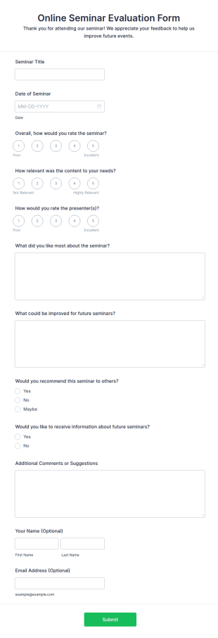 Online Seminar Evaluation Form Template