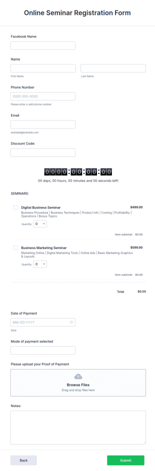Online Seminar Registration Form Template