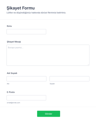 Online Şikayet Form Şablonu