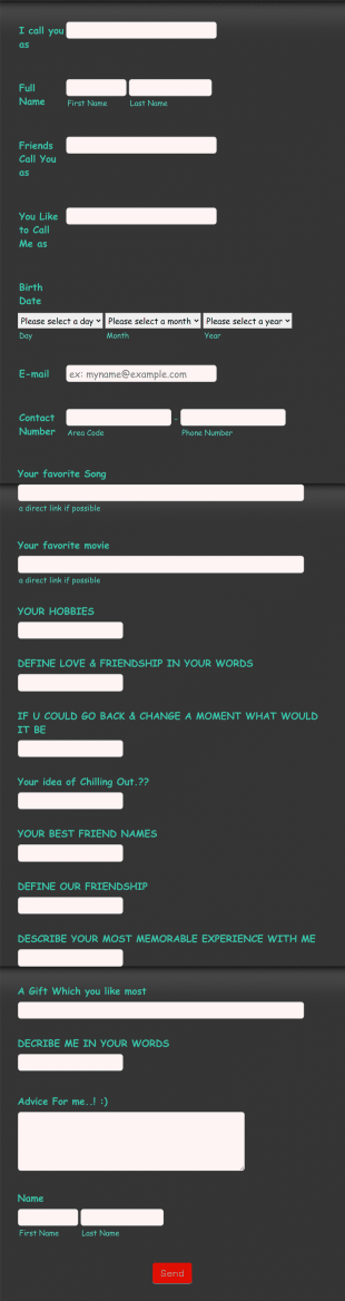 Online Slam Book Form Template