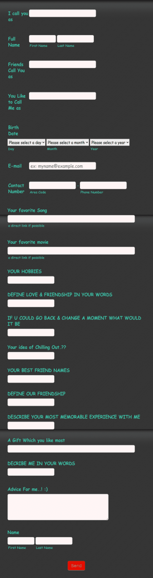 Online Slam Book Form Template