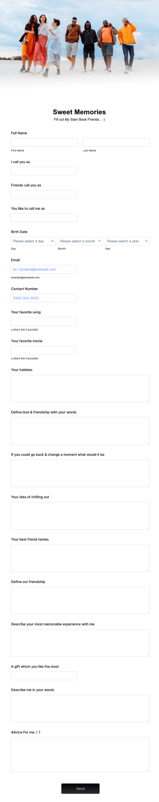 Online Slam Book Form Template