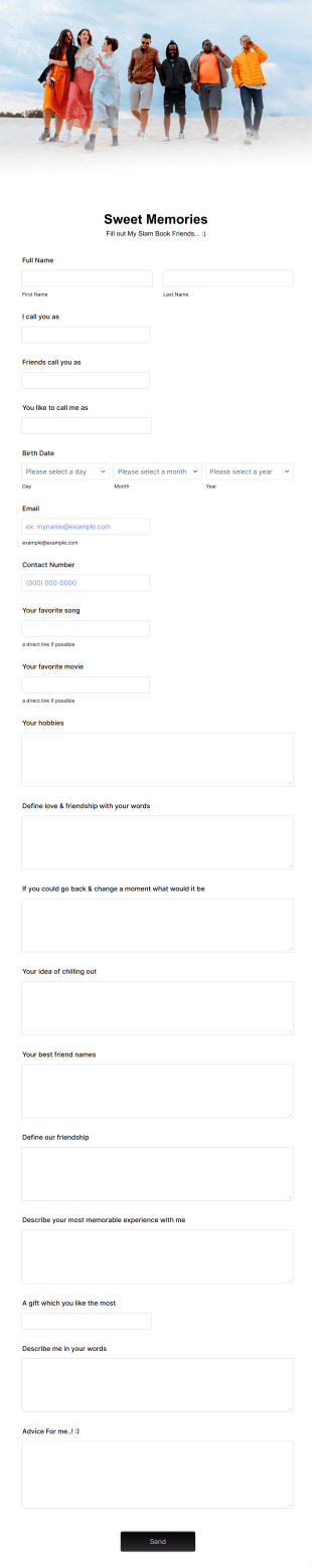 Online Slam Book Form Template