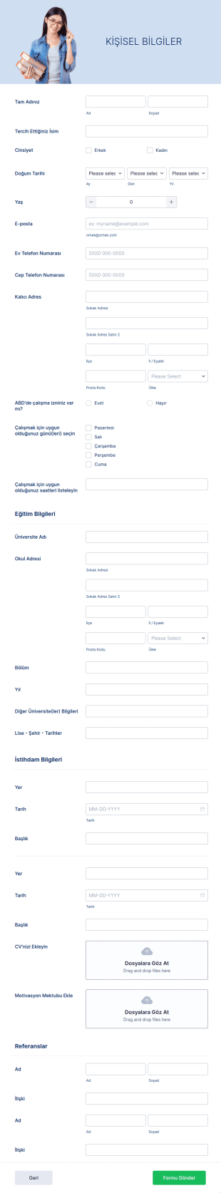 Online Staj Başvuru Form Şablonu