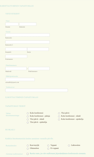 Online Tapahtuman Ilmoittautumislomake Form Template