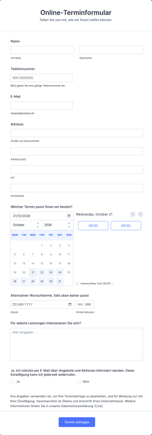 Online Terminformular
