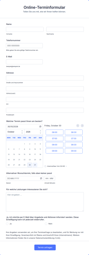 Online Terminformular