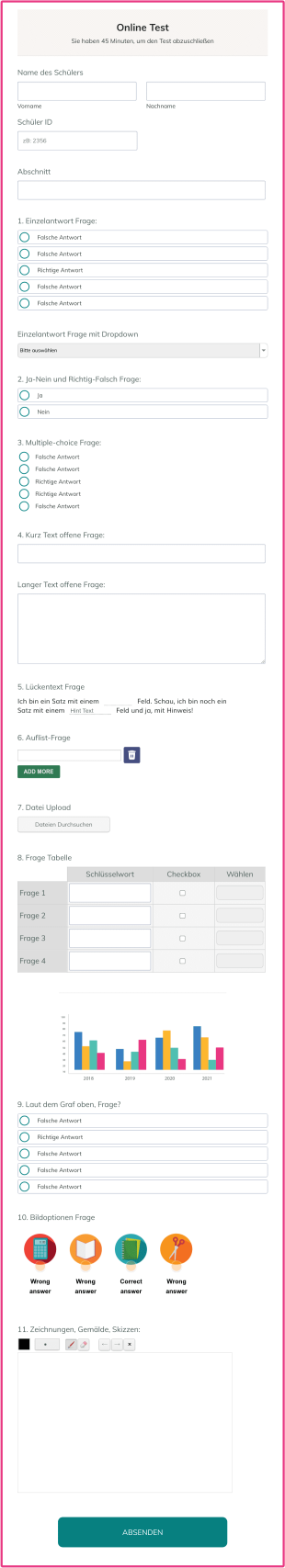 Online Test Form Template