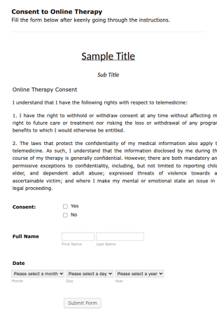 Online Therapy Consent Form Template