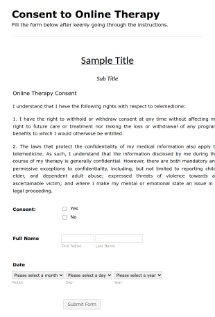 Online Therapy Consent Form Template