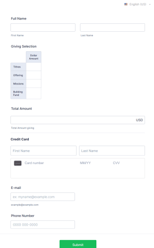 Online Tithes And Offering Form Template