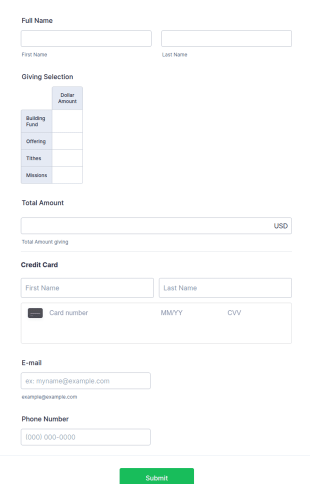 Online Tithes And Offering Form Template