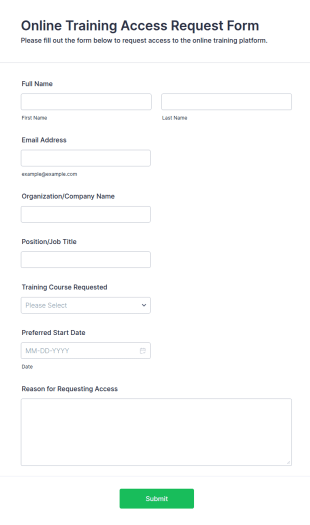 Online Training Access Request Form Template