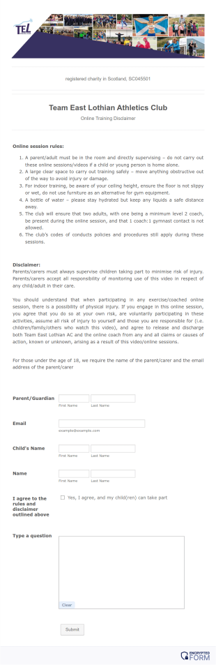 Online Training Disclaimer Form Template