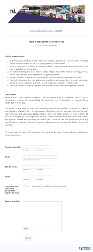 Online Training Disclaimer Form Template