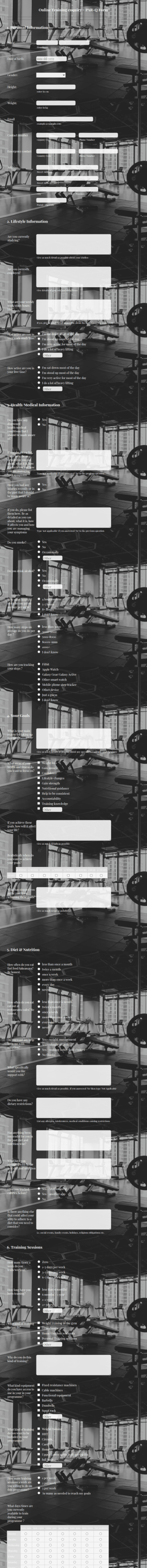 Online Training Enquiry Form Template