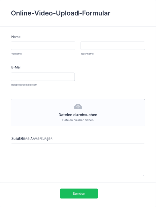 Online Video Upload Formular Form Template