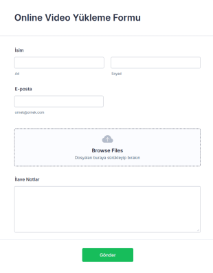 Online Video Yükleme Form Şablonu