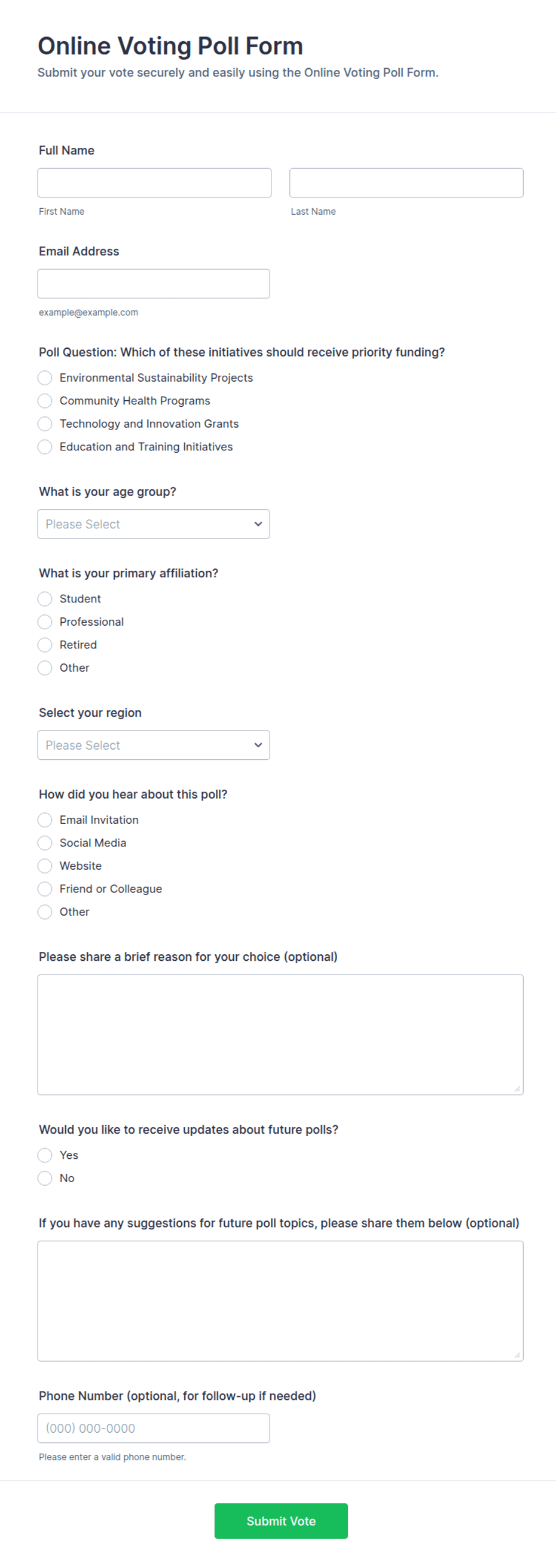 Online Voting Poll Form Template | Jotform