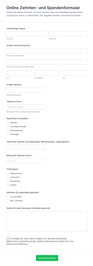 Online Zehnten Und Spendenformular