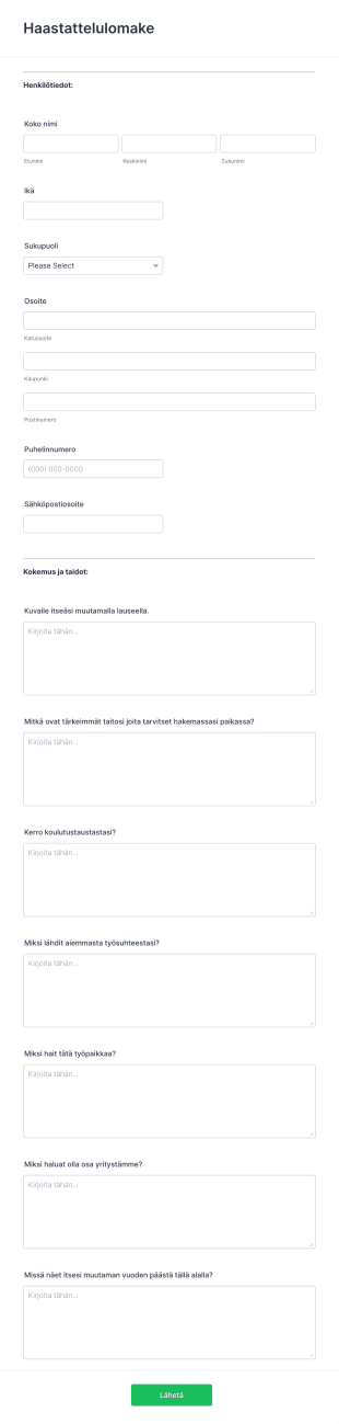 Onlinehaastattelu Lomake