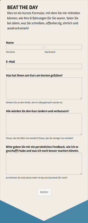 Onlinekurs Feedbackformular Form Template