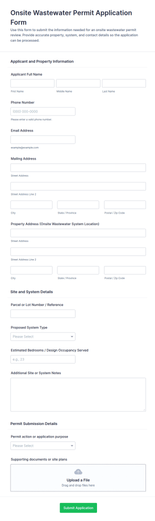 Onsite Wastewater Permit Application Form Template