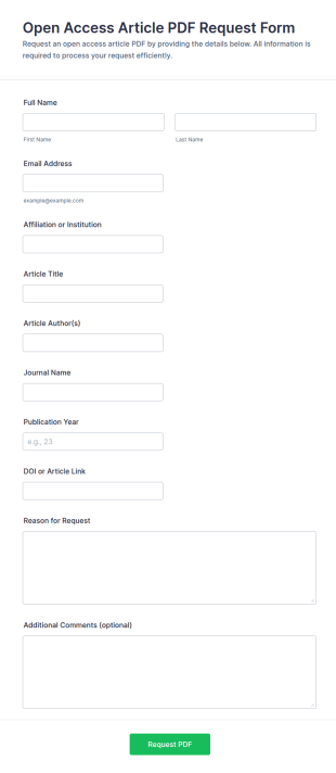 Open Access Article PDF Request Form Template