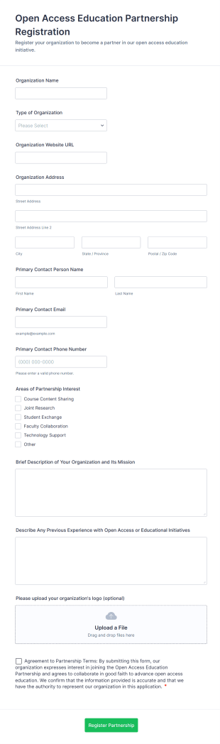 Open Access Education Partnership Registration Form Template