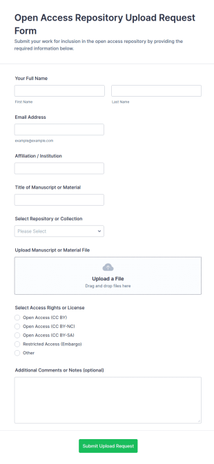 Open Access Repository Upload Request Form Template